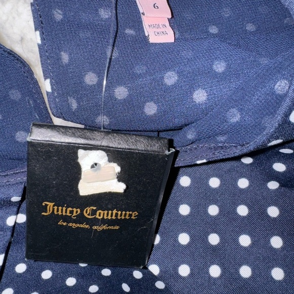 Juicy Couture navy white polka dot peplum shirt NWT Size 6 - Picture 2 of 2